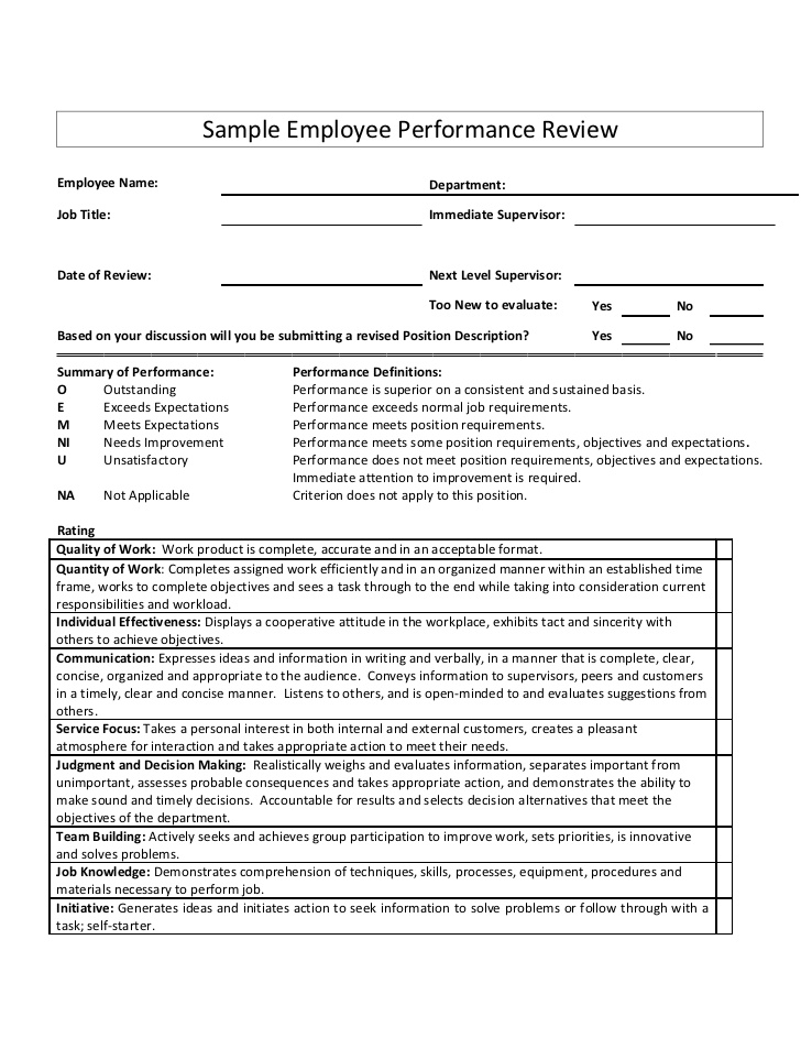 performance appraisal examples pdf